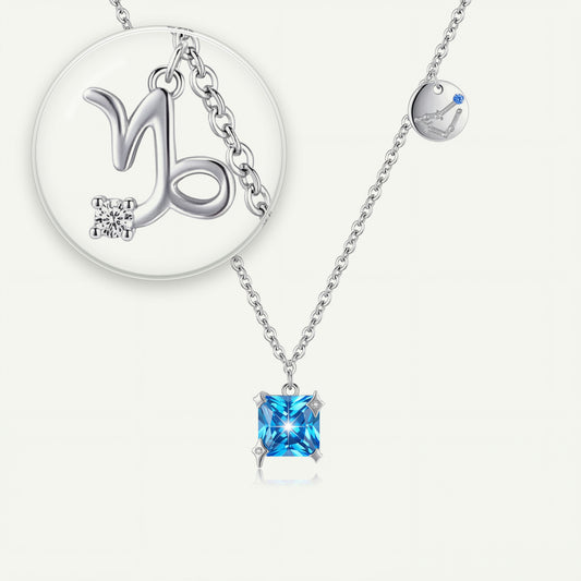 Collar Constelación Capricornio S925 plateado - lupa sobre el dije del signo