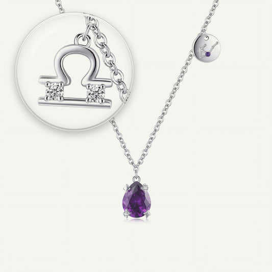 Collar Constelación Libra S925 plateado - lupa sobre el dije del signo