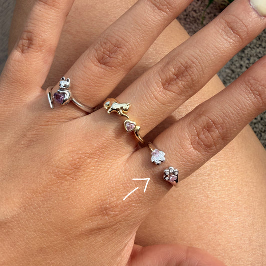 Anillo Plata S925 Patitas Cuarzo Rosa