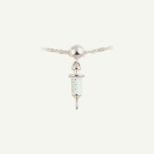 Charm S925 Jeringa Médica Plateado