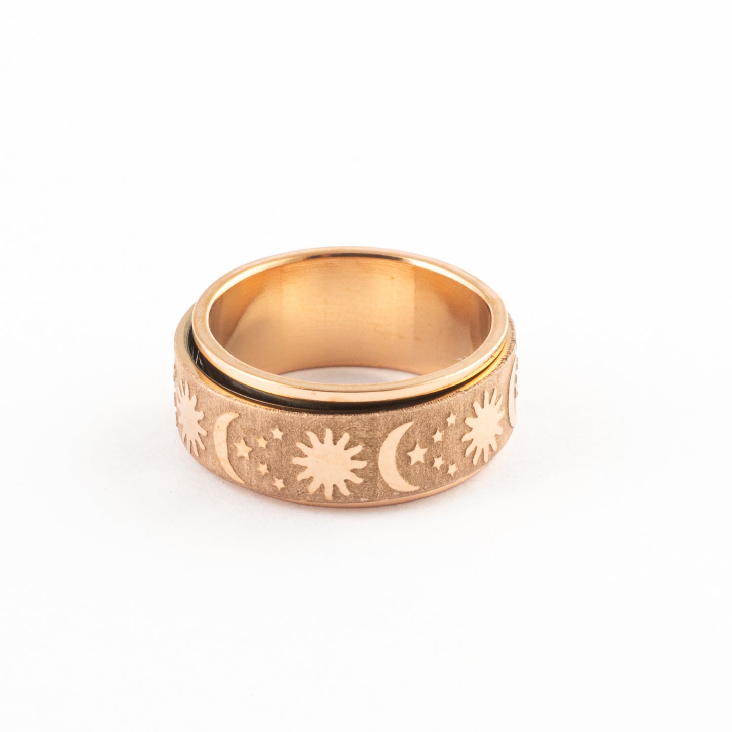 Anillo Anti-Estrés Deslizante Noche Oro Rosa