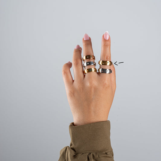 Anillo Anti-Estrés Deslizante Color Dots Dorado
