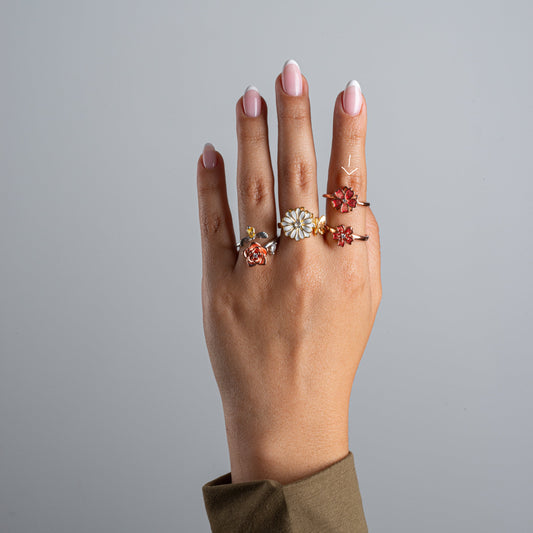 Anillo Anti-Estrés Flor Oro Rosa 2