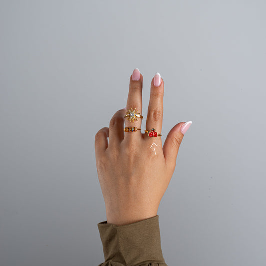 Anillo Anti-Estrés Plata S925 Mariquita Corazón