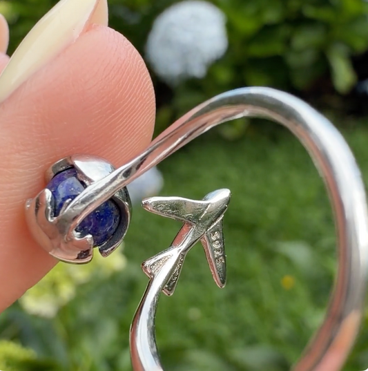 Anillo Plata S925 Planeta y Avión