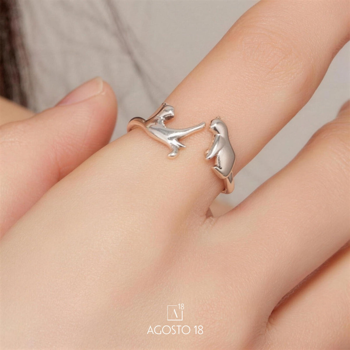 Anillo Plata S925 Gatitos Frente a Frente – así se ve puesto