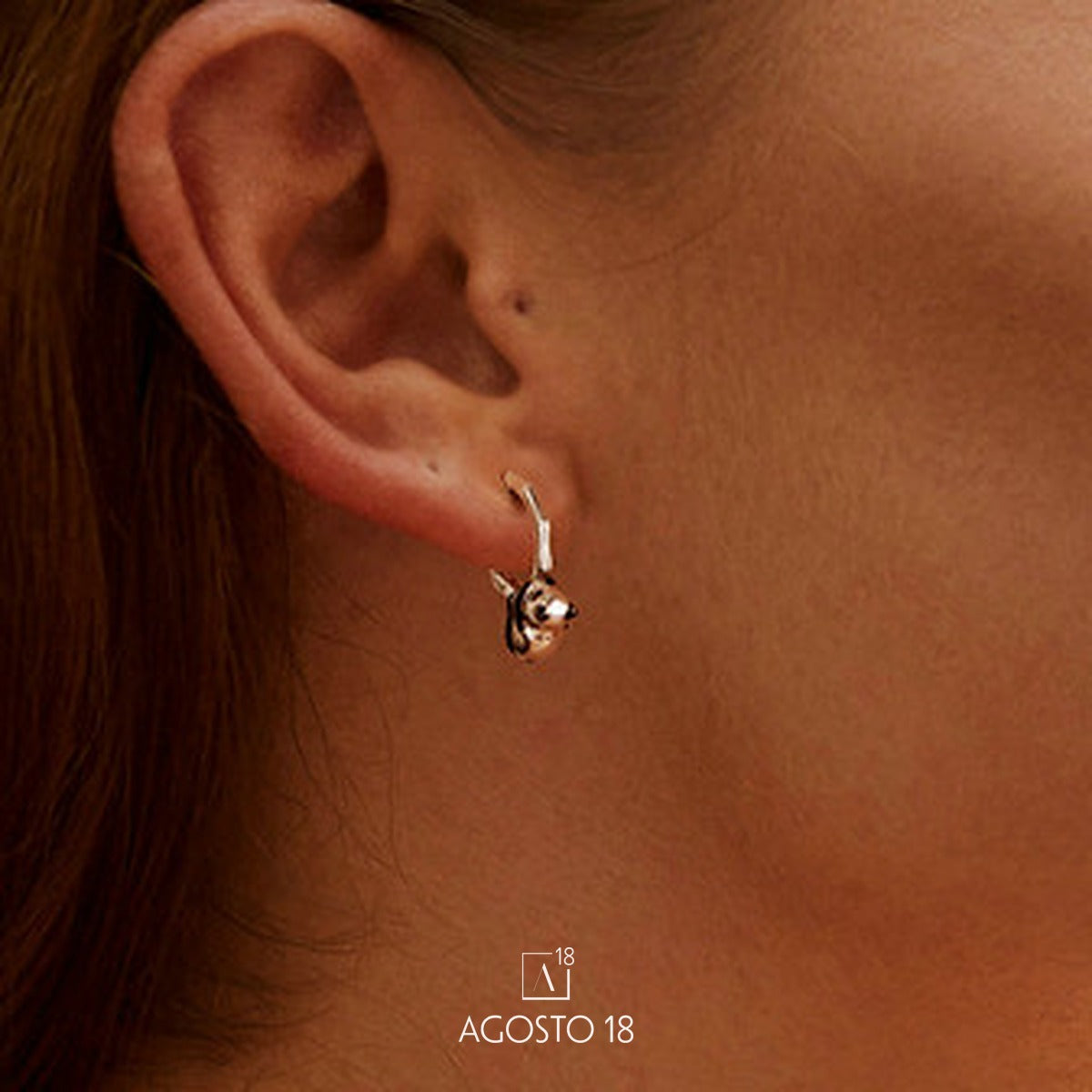 Aretes Argolla Plata S925 Panda – así se ve puesto