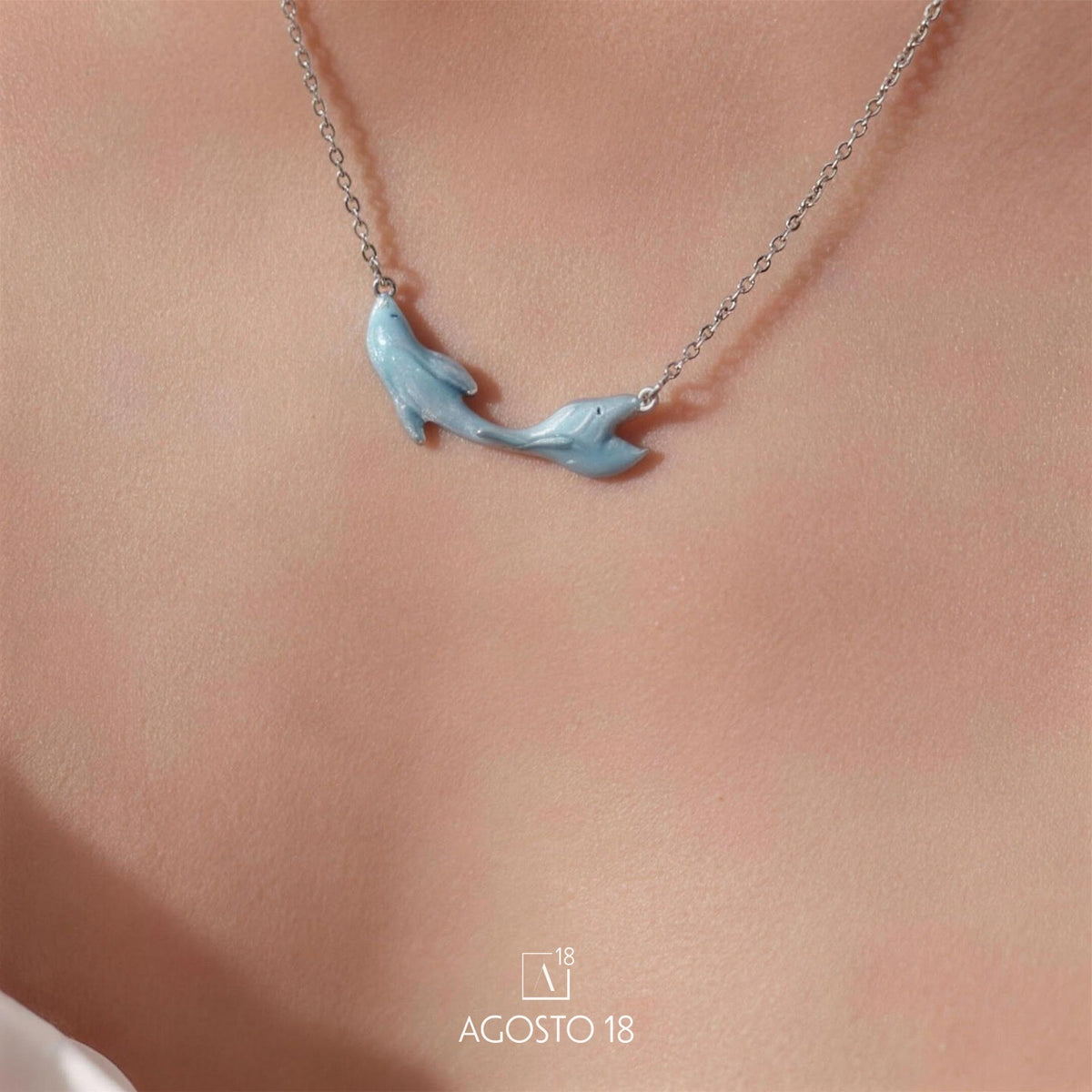 Collar Plata S925 Pez Azul – así se ve puesto