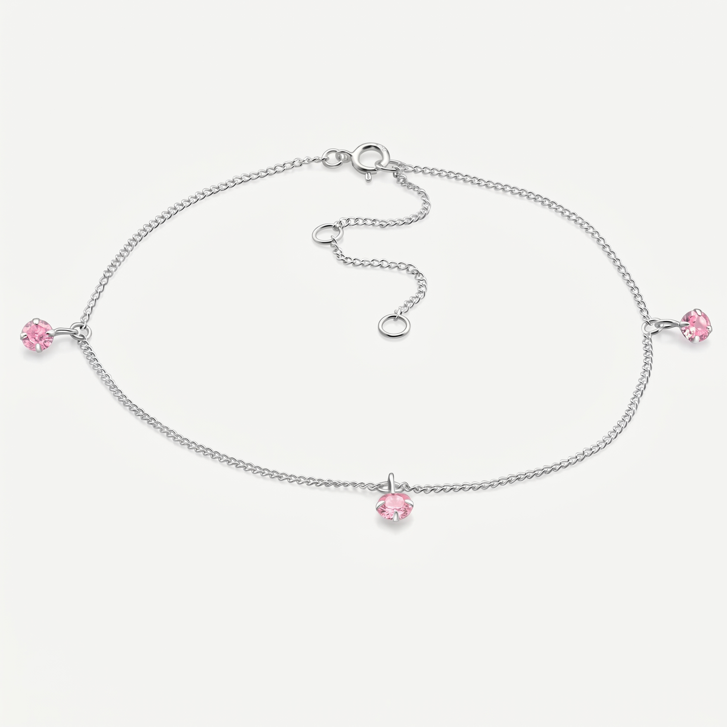Tobillera Cristales Rosa Plata S925 - vista completa