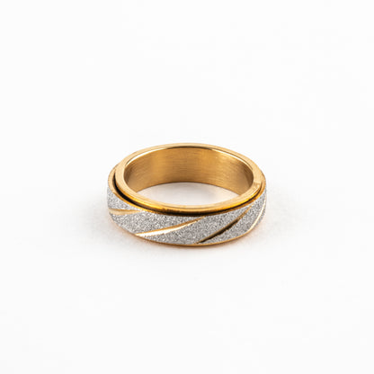 Anillo Deslizante Aspero Rayas Dorado