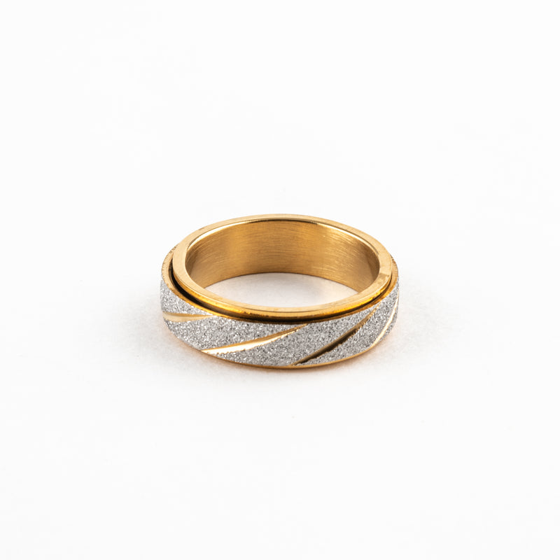 Anillo Deslizante Aspero Rayas Dorado
