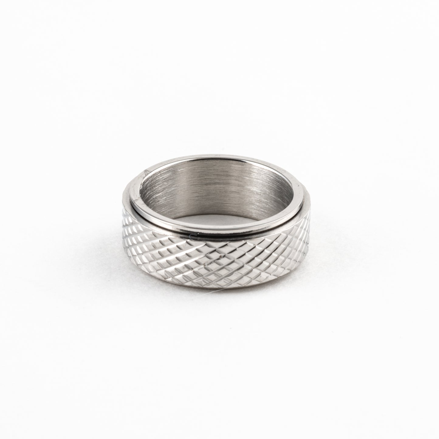 Anillo Deslizante Patrón Rayado Plateado