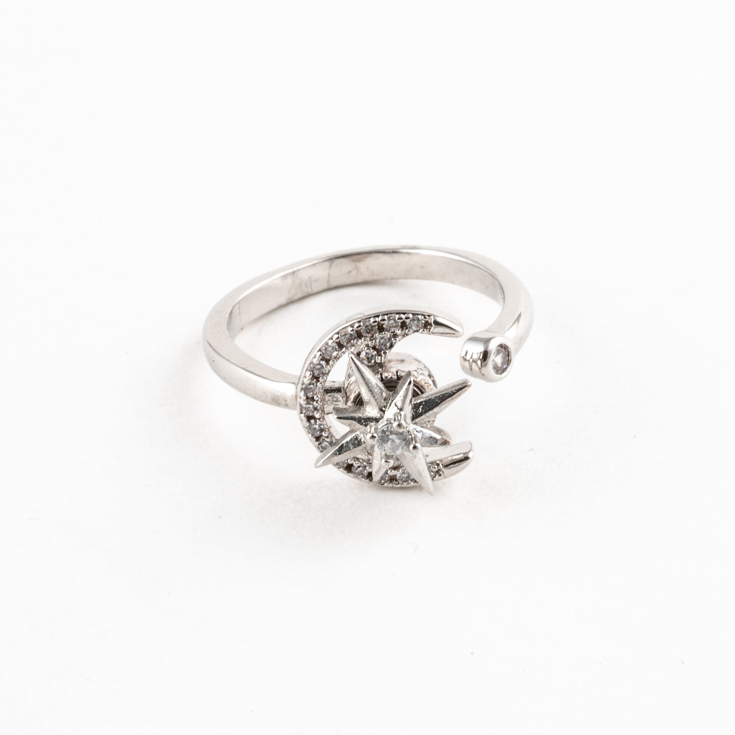 Anillo Anti-Estrés Giratorio Compás Plateado