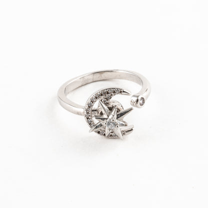 Anillo Anti-Estrés Giratorio Compás Plateado