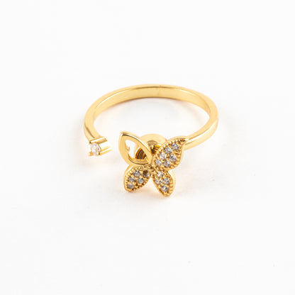 Anillo Giratorio Plata S925 Mariposa Dorado
