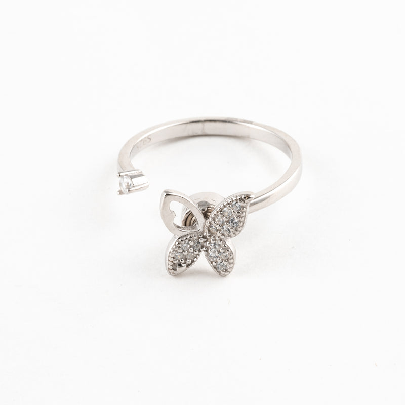 Anillo Giratorio Plata S925 Mariposa Plateado