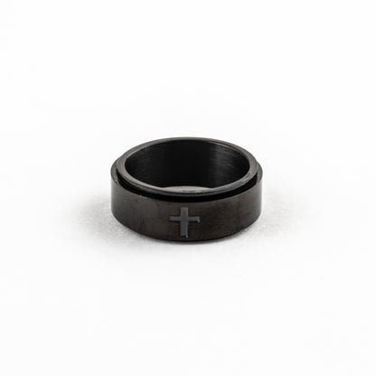 Anillo Deslizante Cruz Negro