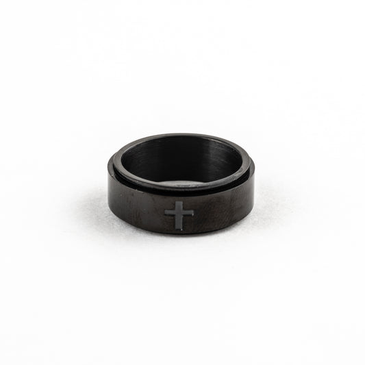 Anillo Deslizante Cruz Negro