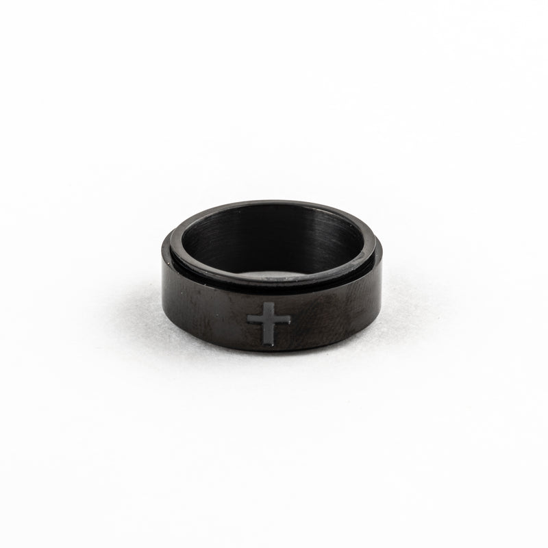 Anillo Deslizante Cruz Negro