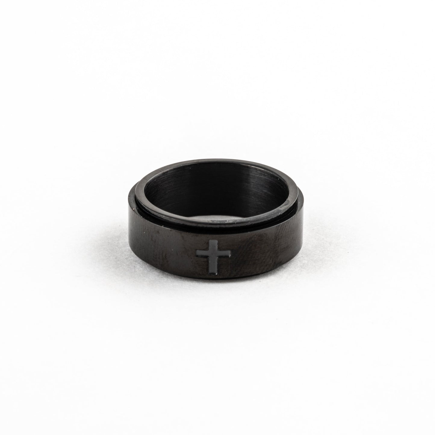 Anillo Deslizante Cruz Negro