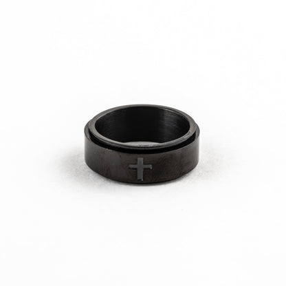 Anillo Deslizante Cruz Negro
