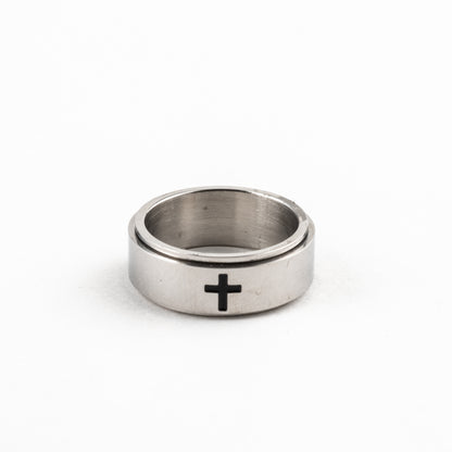 Anillo Deslizante Cruz Plateado