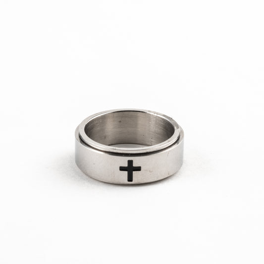 Anillo Deslizante Cruz Plateado