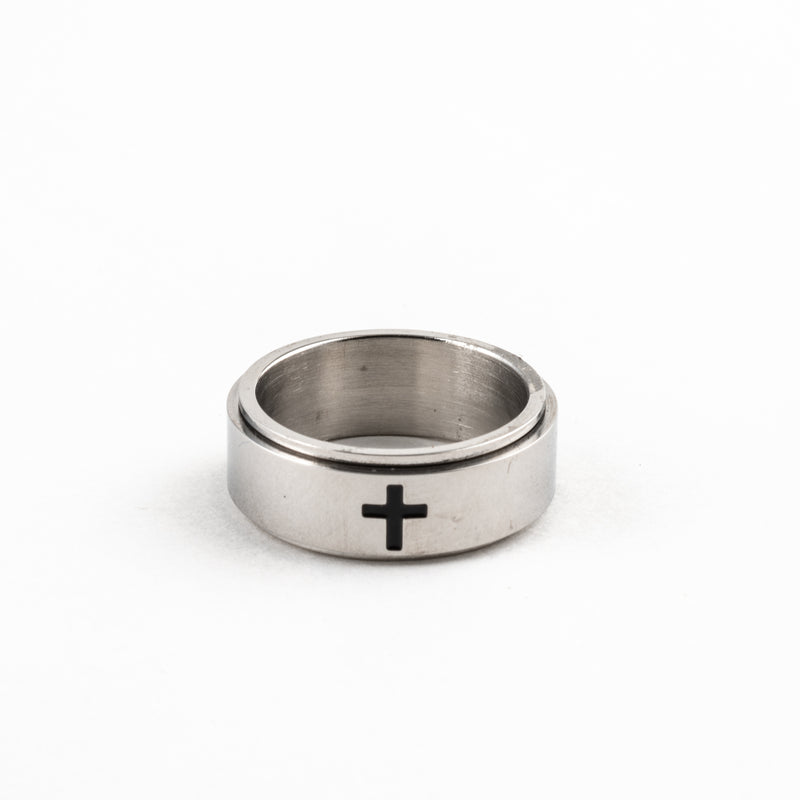 Anillo Deslizante Cruz Plateado