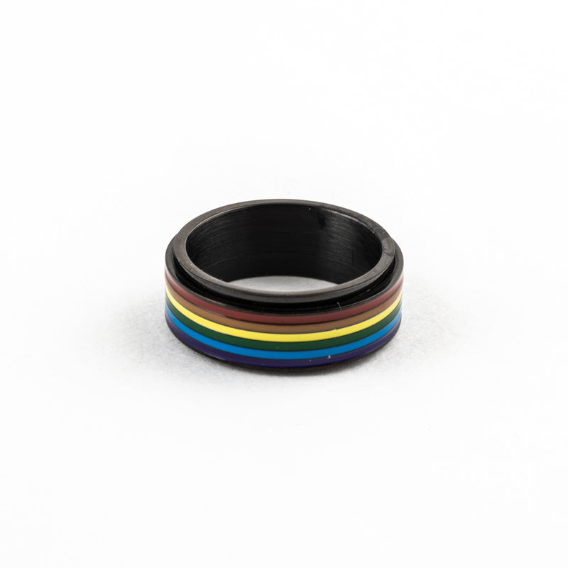 Anillo Deslizante Arcoiris Negro