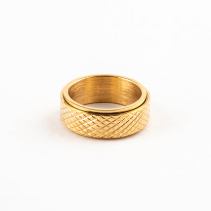 Anillo Deslizante Patrón Rayado Dorado