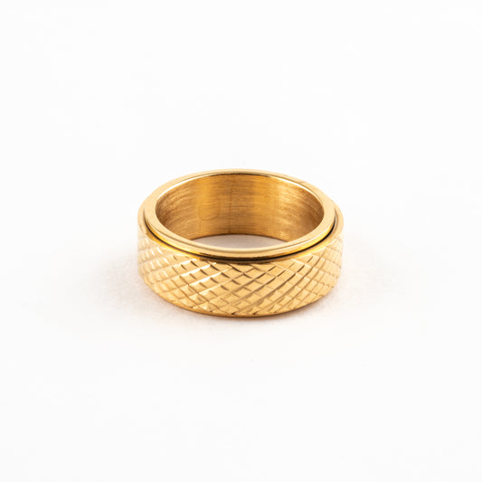 Anillo Deslizante Patrón Rayado Dorado