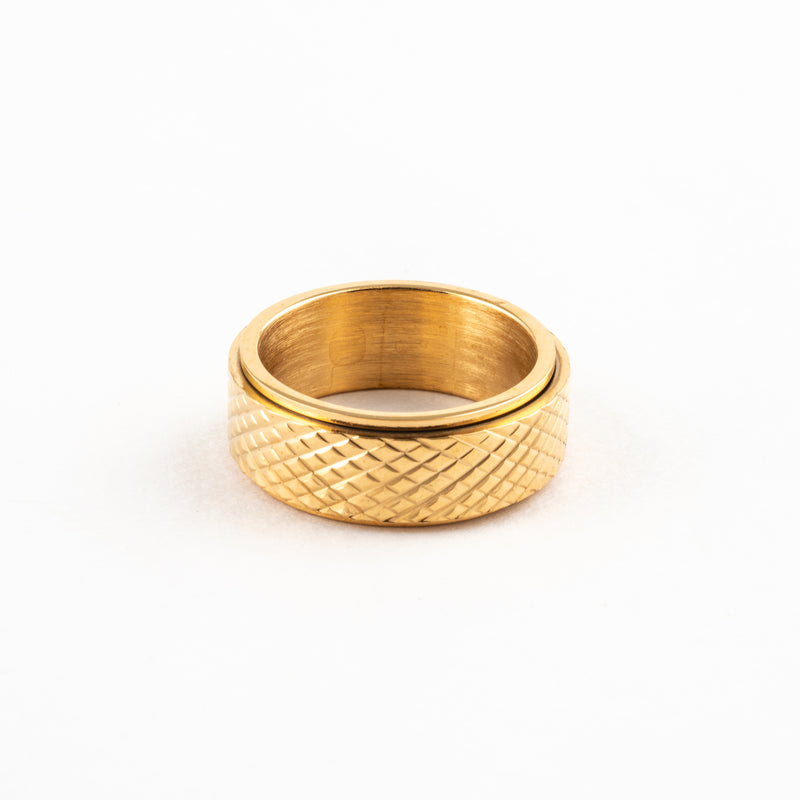 Anillo Deslizante Patrón Rayado Dorado