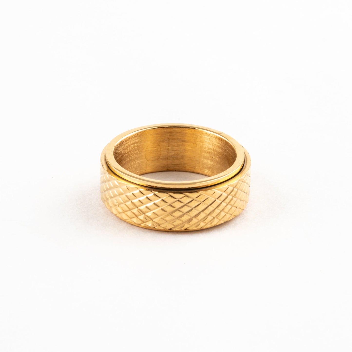 Anillo Deslizante Patrón Rayado Dorado