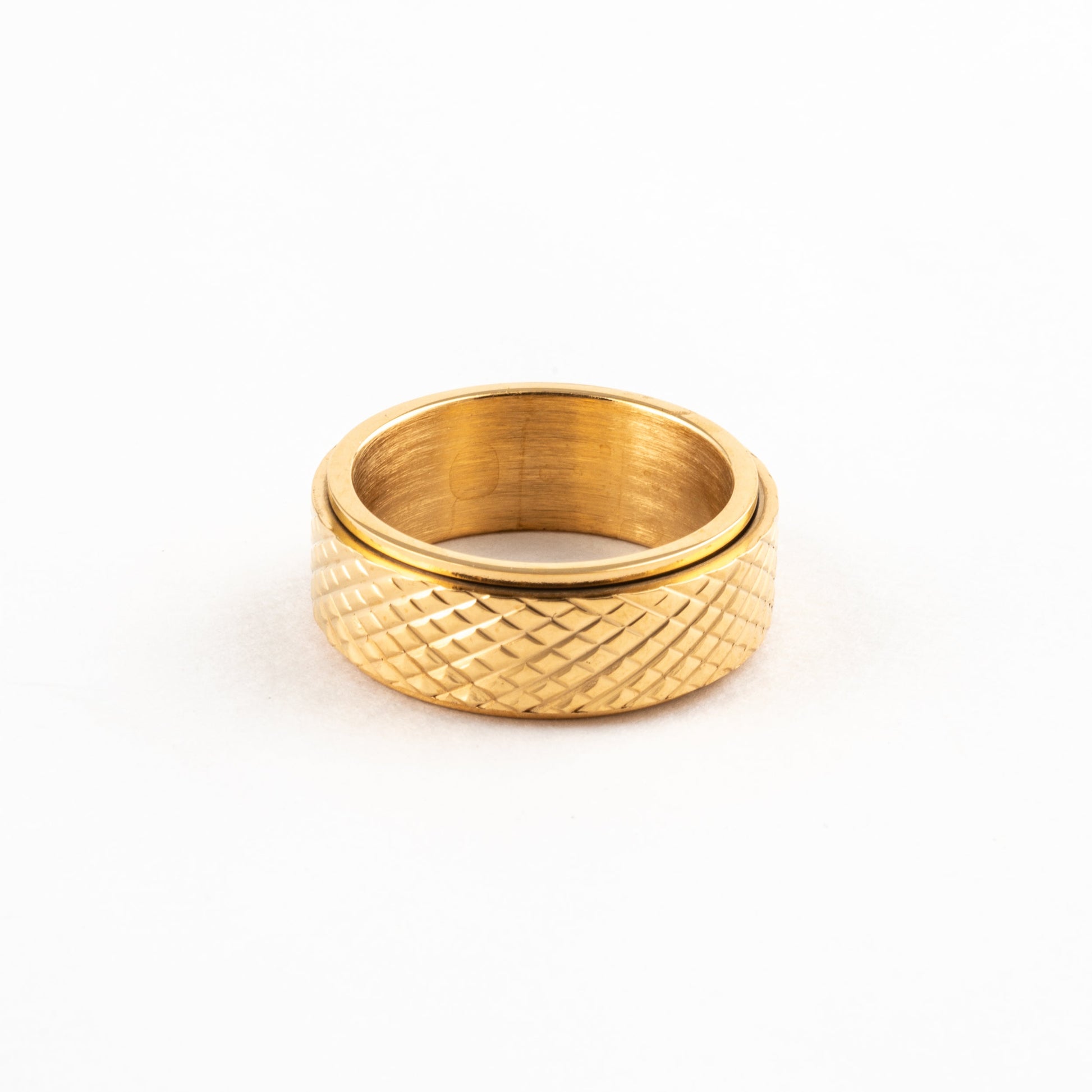 Anillo Deslizante Patrón Rayado Dorado