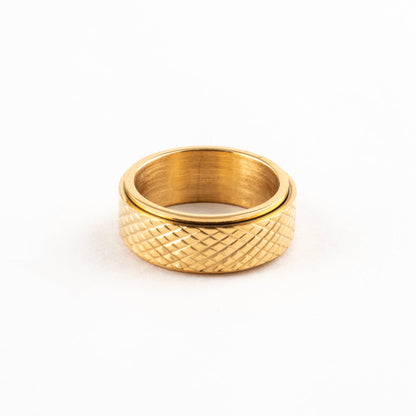 Anillo Deslizante Patrón Rayado Dorado