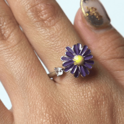 Anillo Giratorio Flor Púrpura