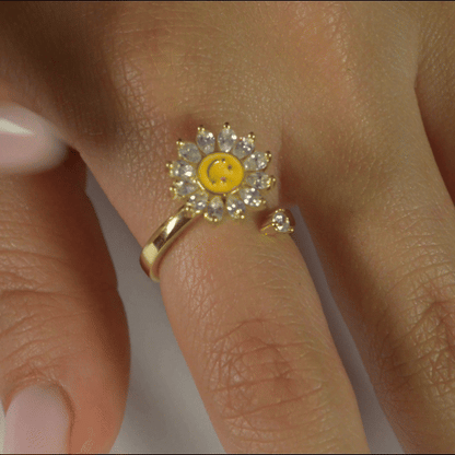 Anillo Anti-Estrés Julio Girasol Feliz Dorado