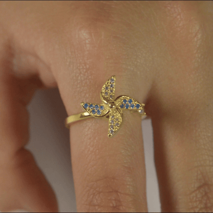 Anillo Anti-Estrés Julio Molino Dorado Zircon