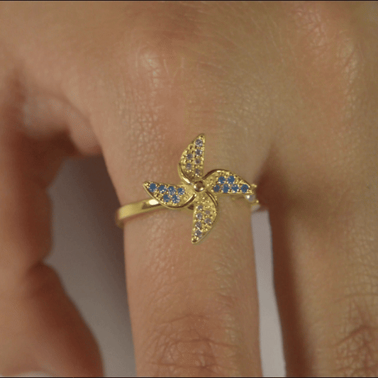 Anillo Anti-Estrés Julio Molino Dorado Zircon