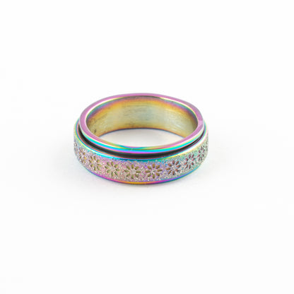 Anillo Anti-Estrés Deslizante Flores Aspero Tornasol