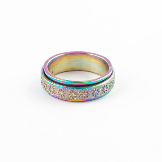 Anillo Anti-Estrés Deslizante Flores Aspero Tornasol