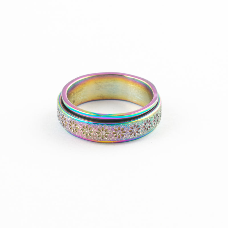 Anillo Anti-Estrés Deslizante Flores Aspero Tornasol
