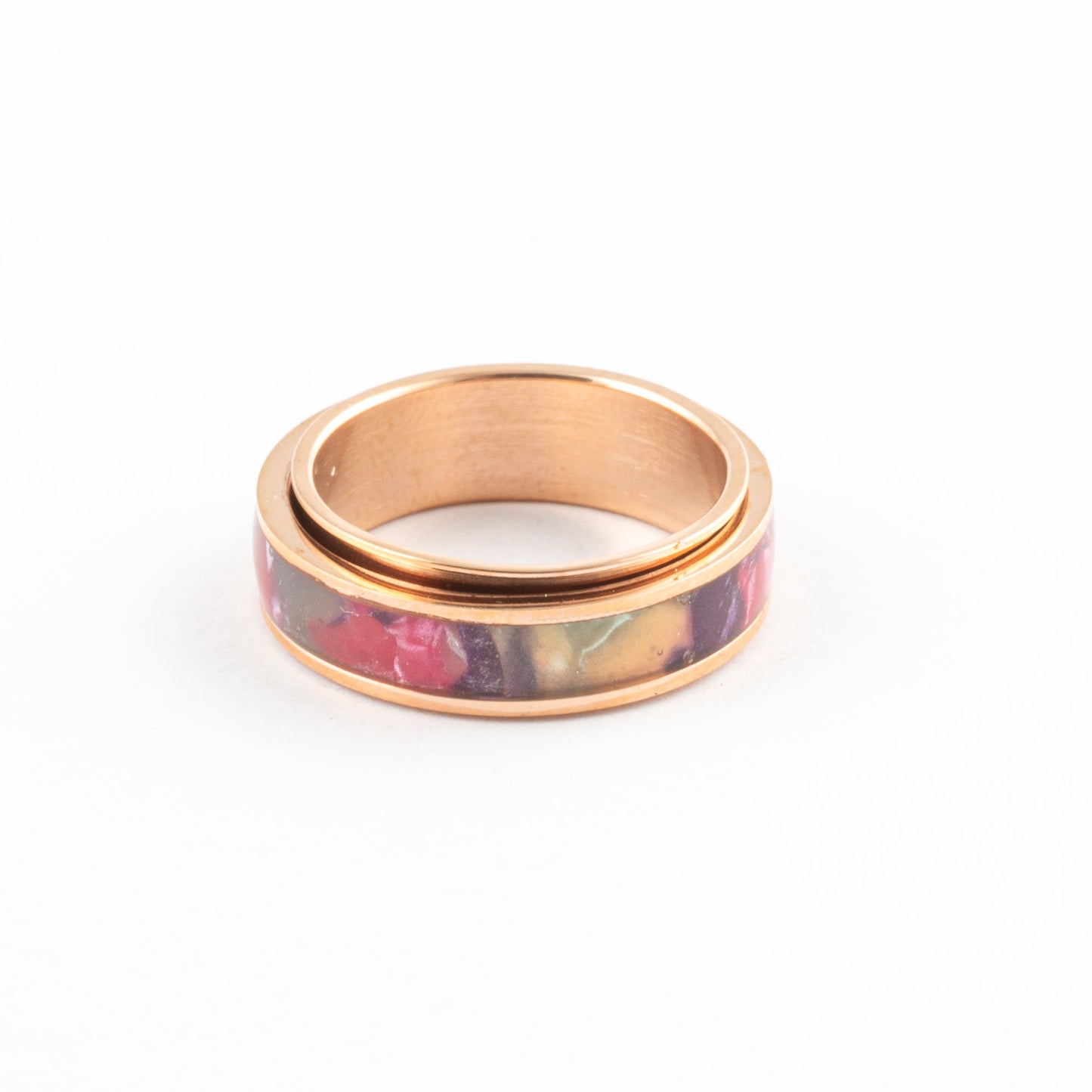 Anillo Anti-Estrés Deslizante Pink Splash Dorado
