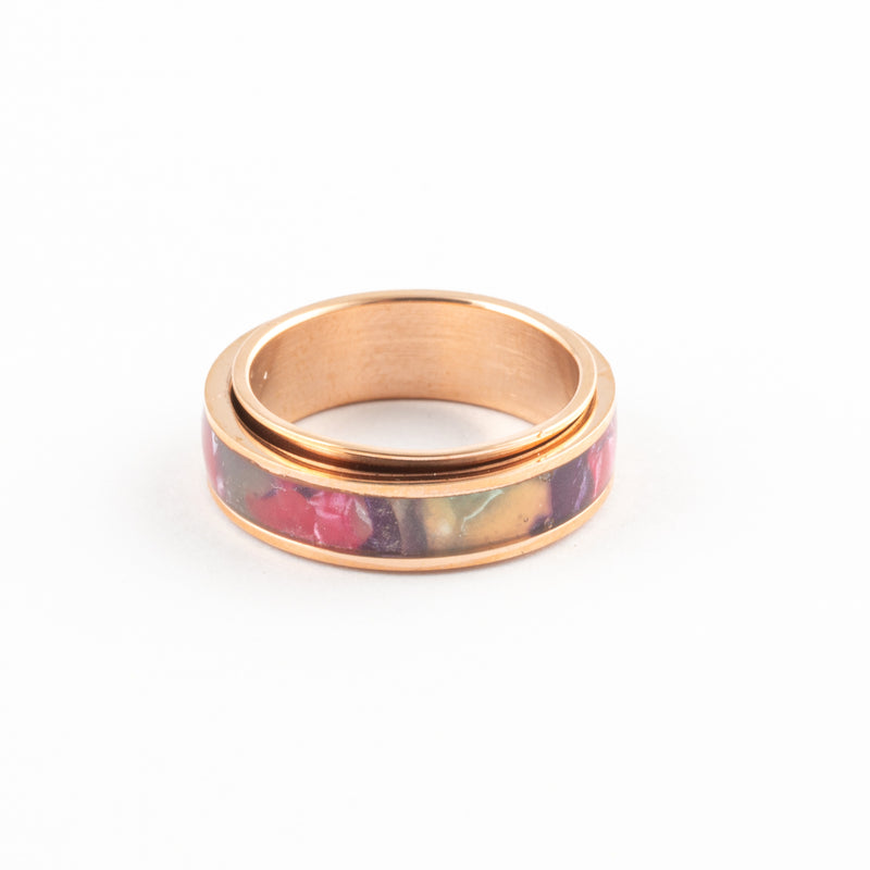 Anillo Anti-Estrés Deslizante Pink Splash Dorado