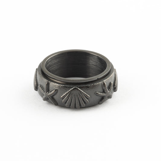 Anillo Anti-Estrés Deslizante Conchas Negro