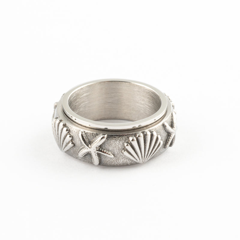 Anillo Anti-Estrés Deslizante Conchas Plateado