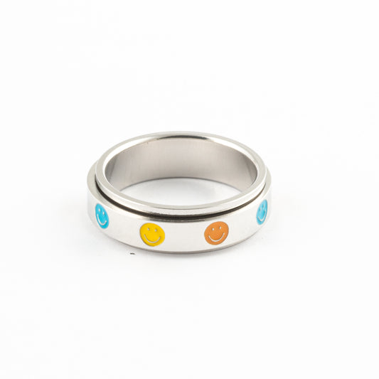 Anillo Anti-Estrés Deslizante Carita Feliz Colores