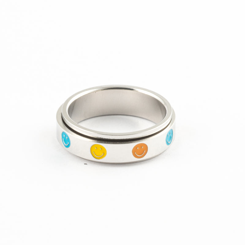 Anillo Anti-Estrés Deslizante Carita Feliz Colores