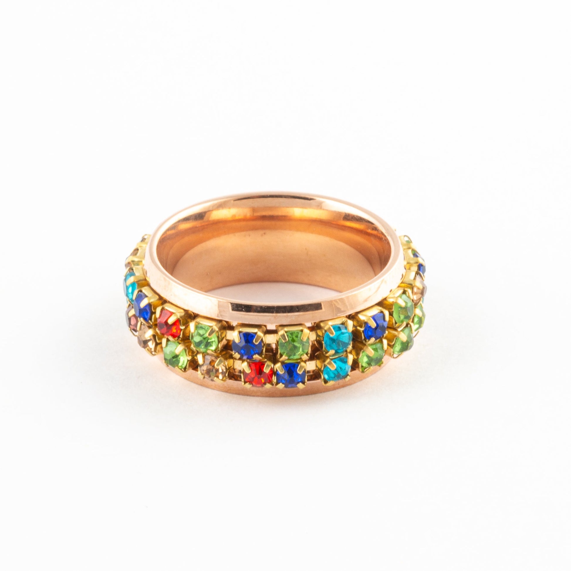 Anillo Anti-Estrés Deslizante Piedritas Oro Rosa