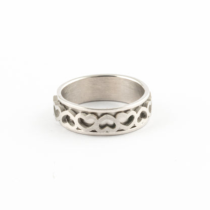 Anillo Anti-Estrés Deslizante Corazones Carved